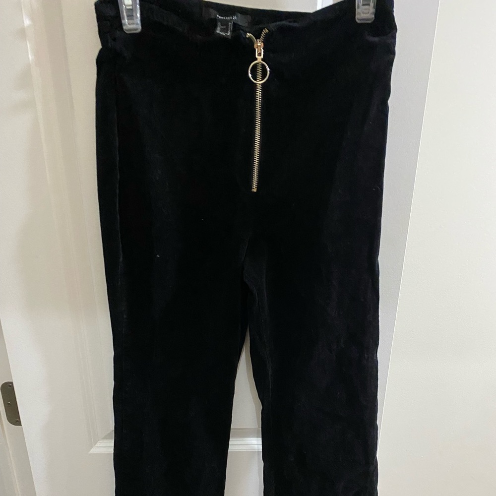 Forever 21 ring zip velvet flare pants